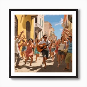 Street Scene In Puerto Rico Art Print