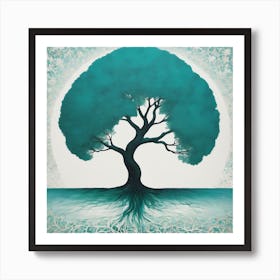 "Harmony of Life" is an evocative painting that captures the symbiotic relationship between earth and sky. The centerpiece, a robust tree, is depicted with a rich teal canopy that contrasts beautifully against a background of intricate floral motifs. This artwork embodies the delicate balance of nature—its roots and branches in a mirrored dance, suggesting interconnectedness and balance. It's an invitation to find peace and stability within the natural world's splendor. Ideal for those who appreciate art that not only beautifies a space but also imbues it with tranquility and a deeper connection to the environment. This piece is sure to elevate any collection and bring a harmonious atmosphere to wherever it's displayed. Art Print