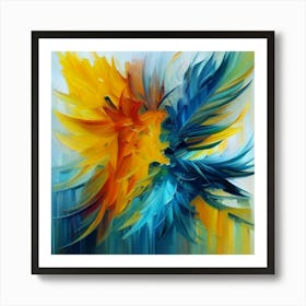 Gorgeous, distinctive yellow, green and blue abstract artwork 6 Art Print