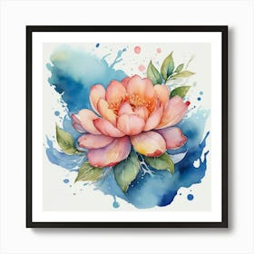 Peony Watercolor Painting Art Print