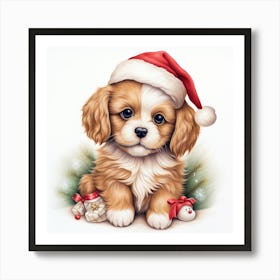 Santa Puppy 2 Art Print