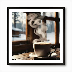 Cup Of Coffee In Front Of Window Art Print