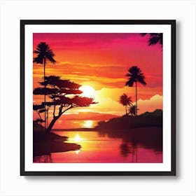 Sunset At The Beach 132 Art Print