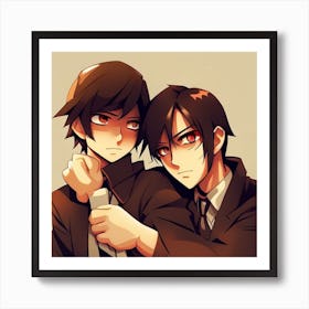 Two Anime Characters Hugging Art Print