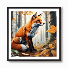 Fox In The Forest 98 Art Print