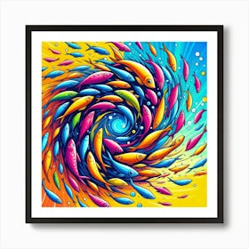 Colorful Fish In A Spiral Art Print