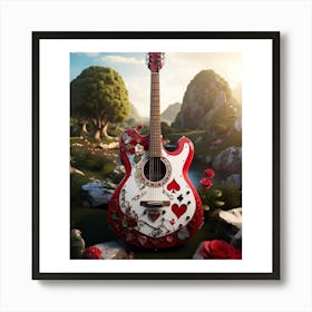 Heartstrings Monarchy: Queen of Hearts Guitar Elegance (11) Art Print