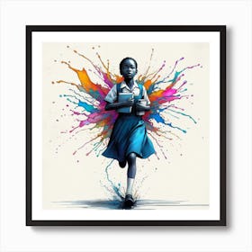 African Girl Running Art Print
