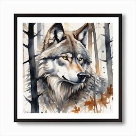 Wolf In The Woods 73 Art Print