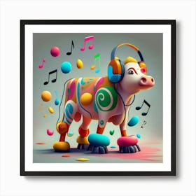 Cow With Music Notes 3 Art Print