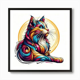 Colorful Cat 5 Art Print