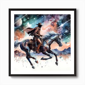 Watercolor Cowboy Painting 1 Art Print
