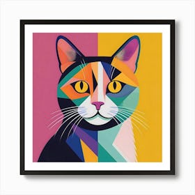 Abstract Cat Canvas Art Art Print