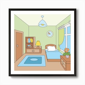 Cartoon Bedroom Art Print