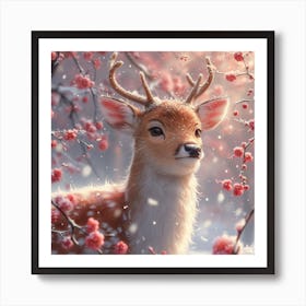 Deer In The Snow Art Print