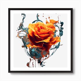 Orange Rose In Water Art Print