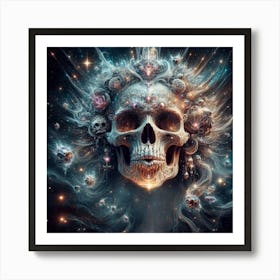 Skulls In Space Halloween Art Print