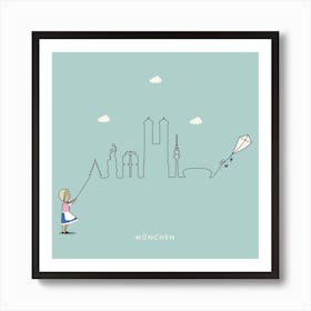 Munich Skyline Kite Art Print