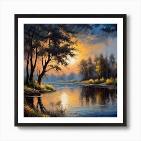 Sunset By The River 12 Art Print