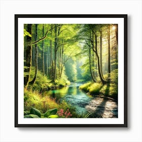 River In The Forest Affiche