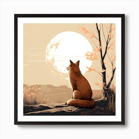 Fox In The Moonlight Art Print