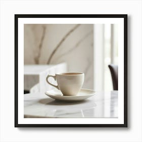 Coffee Cup On A White Table 1 Art Print