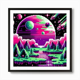 8-bit alien planet Art Print