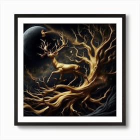 Golden Deer 9 Art Print