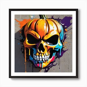 Pumpkin Skull Art Print