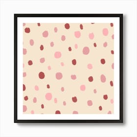 Soft pink polka dots Art Print