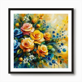 Colorful Roses oil painting abstract painting art 4 Art Print