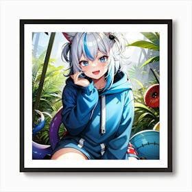 Anime Girl In The Forest 2 Art Print