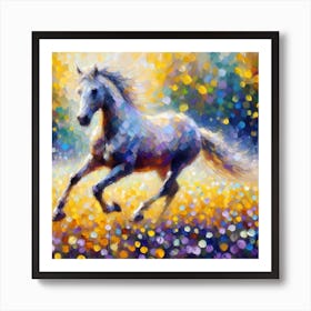 White Horse In A Field Art Print