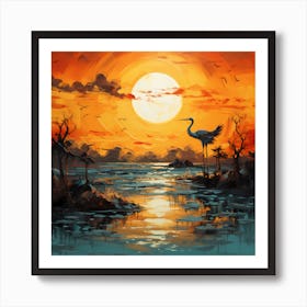 Brushstroke Ballet: Impressionistic Avian Elegance Art Print