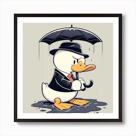 Duck In Rain Art Print