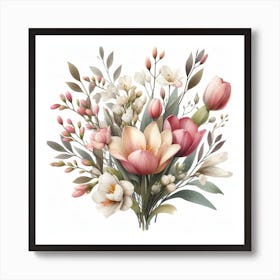 Tulips and Freesia Art Print