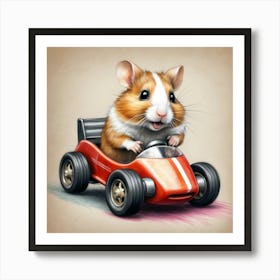 Hamster In A Car 5 Art Print