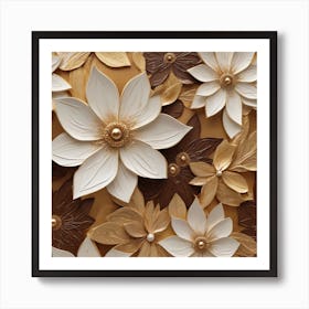 Flowers in gold 8 Art Print