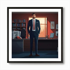 Businessman In Office Art Print
