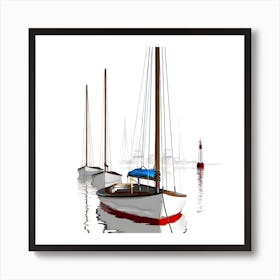 Sailboats In The Harbor Art Print