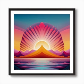 Sunset Over The Ocean Print Art Print