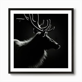 Elk Head Silhouette 2 Art Print