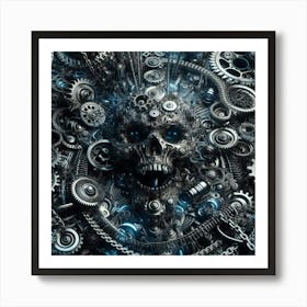 Skull With Gears Art Print