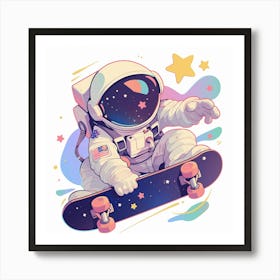 Astronaut Skateboarding 7 Art Print