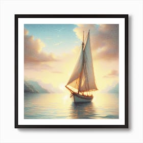Lonely sailboat 3 Art Print