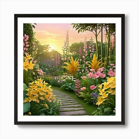 Garden At Sunset Art Print