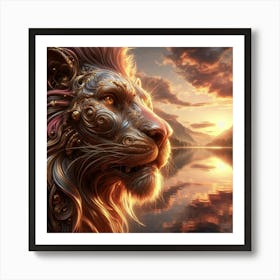 Lion At Sunset Art Print