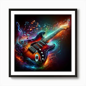 Guitar Electric Guitar Instrument Guitarist Rock Music Musician Mystic Waves Art Print