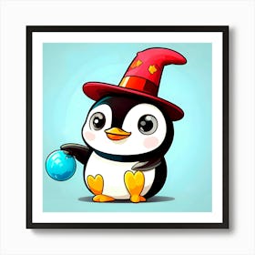 Penguin In A Hat Art Print