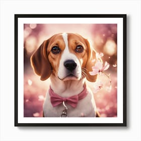 Beagle In Pink Art Print